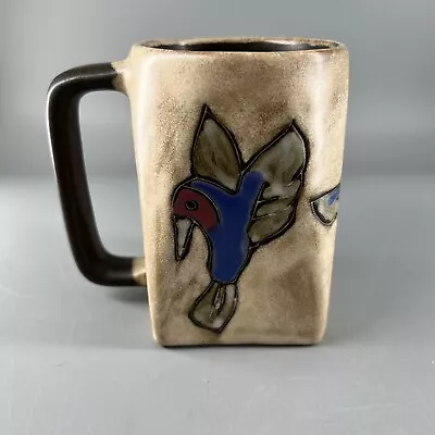 Mara Mexico Studio Art Pottery HUMMINGBIRD Coffee Mug Square Bottom Stoneware • $20