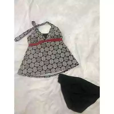 Motherhood Maternity Sz Small Swimsuit Halter Top Tankini Black/white Red  • $15