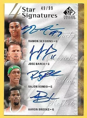 2009-10 SP R. Sessions Jose Barea Rajon Rondo Aaron Brooks Quad Autograph #49/99 • $49.78