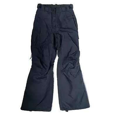 F2 Sz L Pants Ski Snowboarding Snow Black Pockets High Rise Zipper Vents Youth • $19