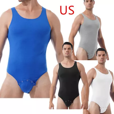 US Men One Piece Bodysuit Compression Tops Undershirt Muscle Tank Vest Shapewear • $7.19