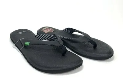Sanuk Women's Sandals Yoga Mat Chakra Black Flip Flops Slip On  M10577 • $17.99