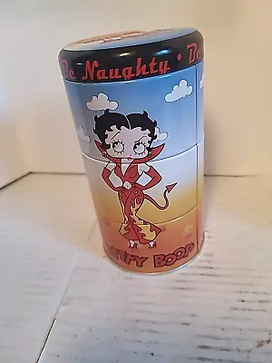 BettyBoop Angel & Devil 3 Piece Musical Tin 2001 2 Parts Storage 1 Musical 6&1/4 • $14