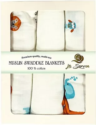 Muslin Swaddle Blanket %100 Pure Cotton Baby Blanket Natural Pack Of 3 Blanket • $19.99