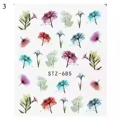 Nail Art Stickers 3D Nails Decals Nail Foil DIY Flower Slider Nail Decoration M • $1.14