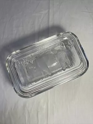 Farmhouse Cow Butter Dish Relief Glass Lid Food Serving Kitchen Vintage Plate • $12.95