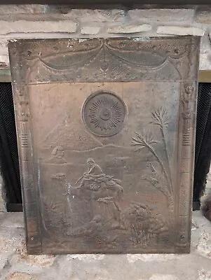 Antique Tin Summer Fireplace Cover From The Late 1800s With Egyptian Scene • $250