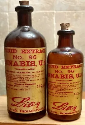 Vintage Medicine Hand Crafted Bottle 2 CannabisBottles Are Real Label Copied • $45