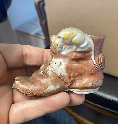 Antique Porcelain Shoe With Two Mice Sleeping • $20