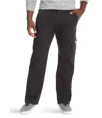 Men's Wrangler Relaxed Fit FLEX Cargo Pants Tech Pocket Flat Front Black MultiSz • $25.99