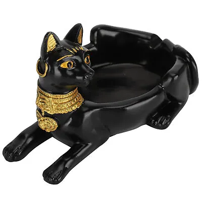 Retro Ashtray Resin Craft Egyptian Black Cat Figurine Statue For Home Office FIG • £15.98