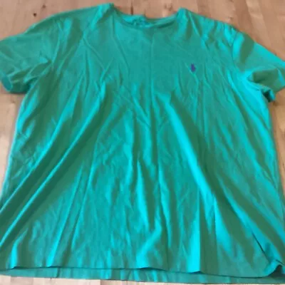 Pre Owned Men's Ralph Lauren Green Cotton T Shirt - Round Neck Short Sleeve - XL • £8
