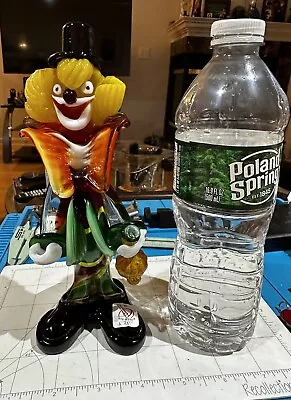 Vintage Murano Hand Blown Italian Glass Clown Sculpture Figurine Holding Bottle • $99