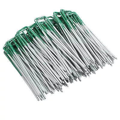 100Pcs Weed Fabric Galvanised Staple Garden Turf Pegs U Pins Artificial Grass • £11.85