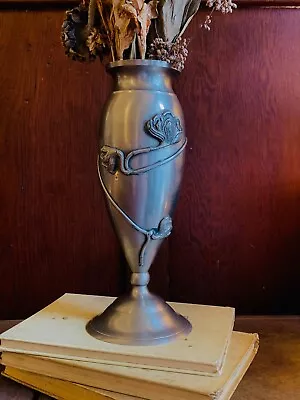 Vintage Art Nouveau Flower Vase | Pewter Urn • $69