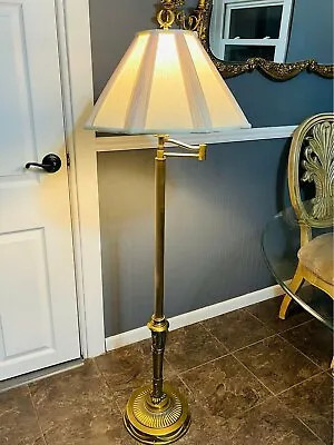 Vintage Brass Swing Arm Floor Lamp. • $165