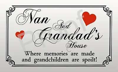 Nan & Grandads House #0843 Sign 9 X 5.5   Shed Aluminium new Plaque metal  • £5.95