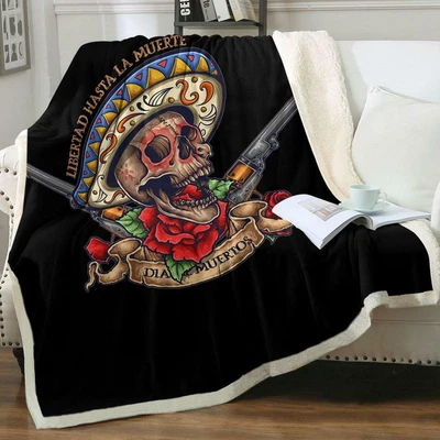 £45.68 • Buy Cool Mexican Skull Free The Dead Throw Blanket
