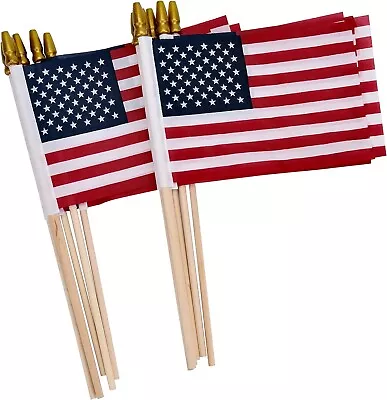 Uelfbaby 12 Pack Small American Flags On Stick Small US Flags/Mini American On • $9.18