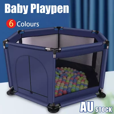 130CM Baby Playpen Child Play Mat Interactive Safety Gate Slide Fence Game Set • $29.69