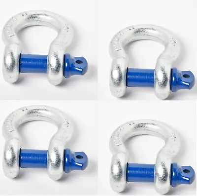 (4) 3/4  D-Ring Bow Shackle 4.75Ton W BLUE Pin Recovery Tow Jeep Off Road 4x4 CJ • $39.13