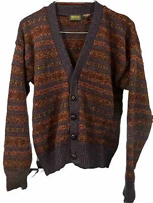 Vintage Byford Cardigan Sweater Mens Medium Wool England Leather Buttons EUC • $50