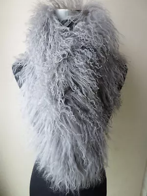 Real Mongolian Lamb Fur Scarf Collar Winter Warm Neckerchief Grey Black Pink • $28.04