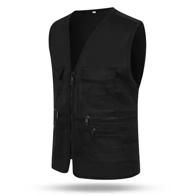 Mens Traveler Outdoor Vest Jacket Sleeveless Multi Pocket Fishing Waistcoats • $23.07