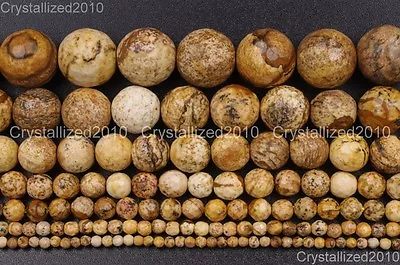 Natural Picture Jasper Gemstone Faceted Round Beads 4mm 6mm 8mm 10mm 12mm 16'' • £6.47