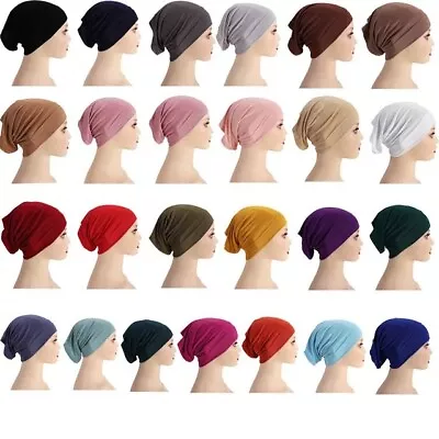 Women Ladies Under Scarf Hijab TUBE BACK Bone BONNET Cap 40 Colours Stretchable • £2.99