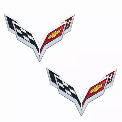 Pair Fits 2014-2019 Corvette C7  Emblem Cross Flags Badge 3D Metal Logo • $22.99