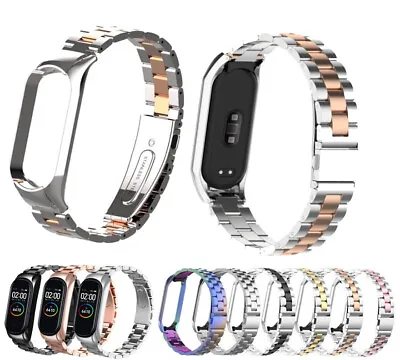 Solid Stainless Steel Metal Strap Jewelry Accessories For Xiaomi Mi Band 3 4 5 6 • £8.99