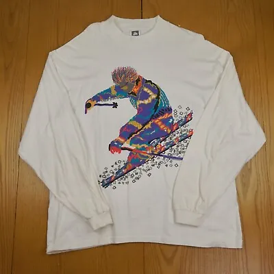 Vintage DOWNHILL SKIING SHIRT Extra Large White Skier Slalom Mogul Long Sleeve • $75