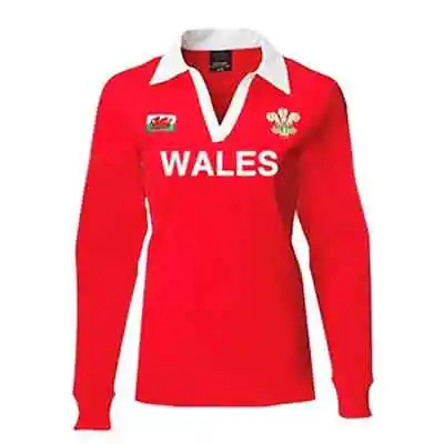 Womens Welsh Rugby Top Wales Rugby Shirt WALES Long Sleeves 6 Nations 8/10-22/24 • £24.99