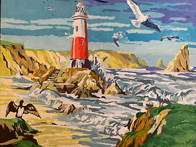 Original Lighthouse Painting On Board Unsigned 40cm X 29.5cm • £12