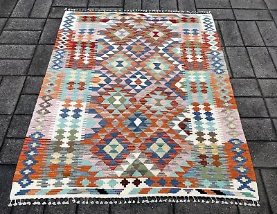 Hand Woven Afghan Wool Kilim Size: 190 X 160 Cm Flat Woven Handmade Floor Rug • $336
