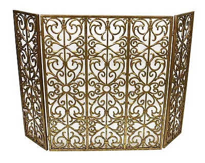 Brompton Manor Palace Gate Fireplace Screen - Italian Gold Patina - Wire Mesh • $396