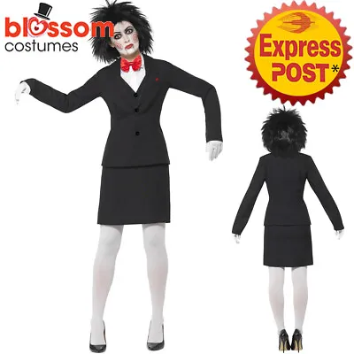CA423 Ladies Saw Jigsaw Creepy Costume Halloween Movie Horror Scary Puppet Mask • $45.12