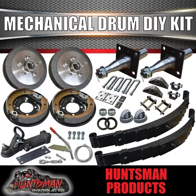 $608 • Buy DIY Trailer Kit 1400Kg Rated Mechanical Drum Braked Eye To Eye Springs Stub Axle