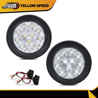 4 Inch Round 24 LED Reverse Backup Tail Lights Trailer Truck Clear Lens 12V 2pcs • $13.48