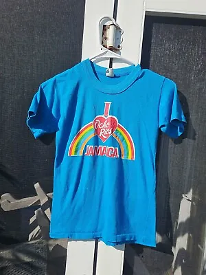 True Vintage 80s Jamaica Rainbow Ringer Tourist Tee T Shirt Adult S 15.5x21.5 • $20