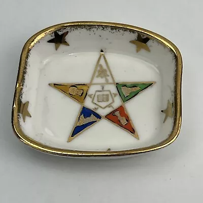 Vintage Rare Small Masonic Freemason Ceramic Masonic Ring Cufflink Trinket Dish • $15