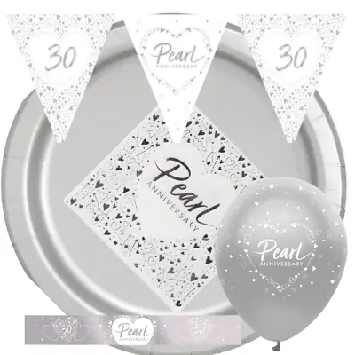 £2.25 • Buy 30th Pearl Wedding Anniversary Party Supplies Napkins Banner Balloons Bunting 
