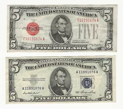 2 Different Scarce $5.00 Bills • $35