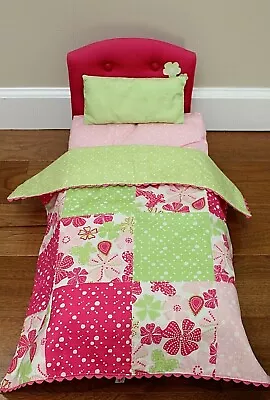 American Girl Doll BLOOM BED Bedding Pink Mattress Quilt Pillow Upholstered • $124.95