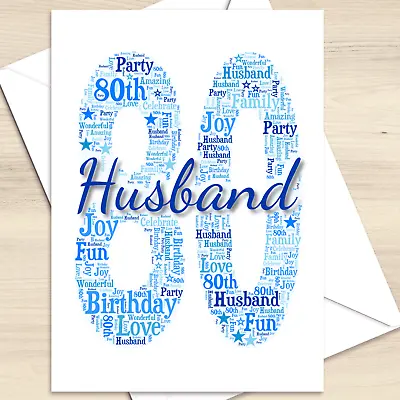 Personalised 50th 60th 70th 80th Birthday Card For Husband Wife Dad Mum • £2.97