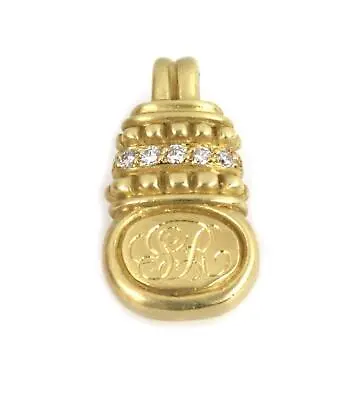 Judith Ripka Logo Engraved Diamond 18k Yellow Gold Pendant LIQUIDATION! • $1113.20