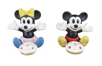 Mickey & Minnie Mouse Birthday Candle Holders Disney Ceramic Vintage • $29.99