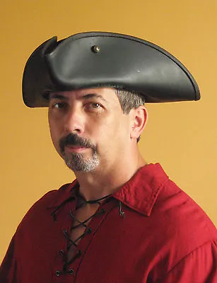 Pirate Hat Medieval Celtic Renaissance SCA Larp Tricorn Triangle Leather Hat • $91.98