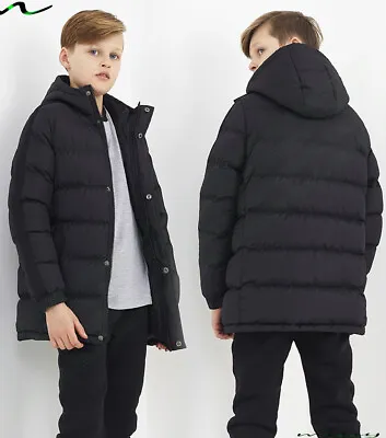 £24 • Buy New Boys Coats Kids Back To School Hooded Parka Jacket Winter Warm Coat Size 7to